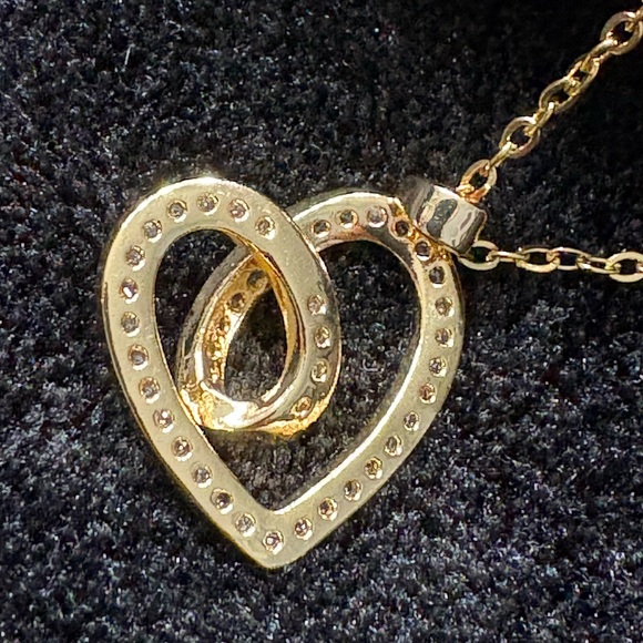 Radiant Gold Heart Necklace with Crystals - Picture 3 of 4
